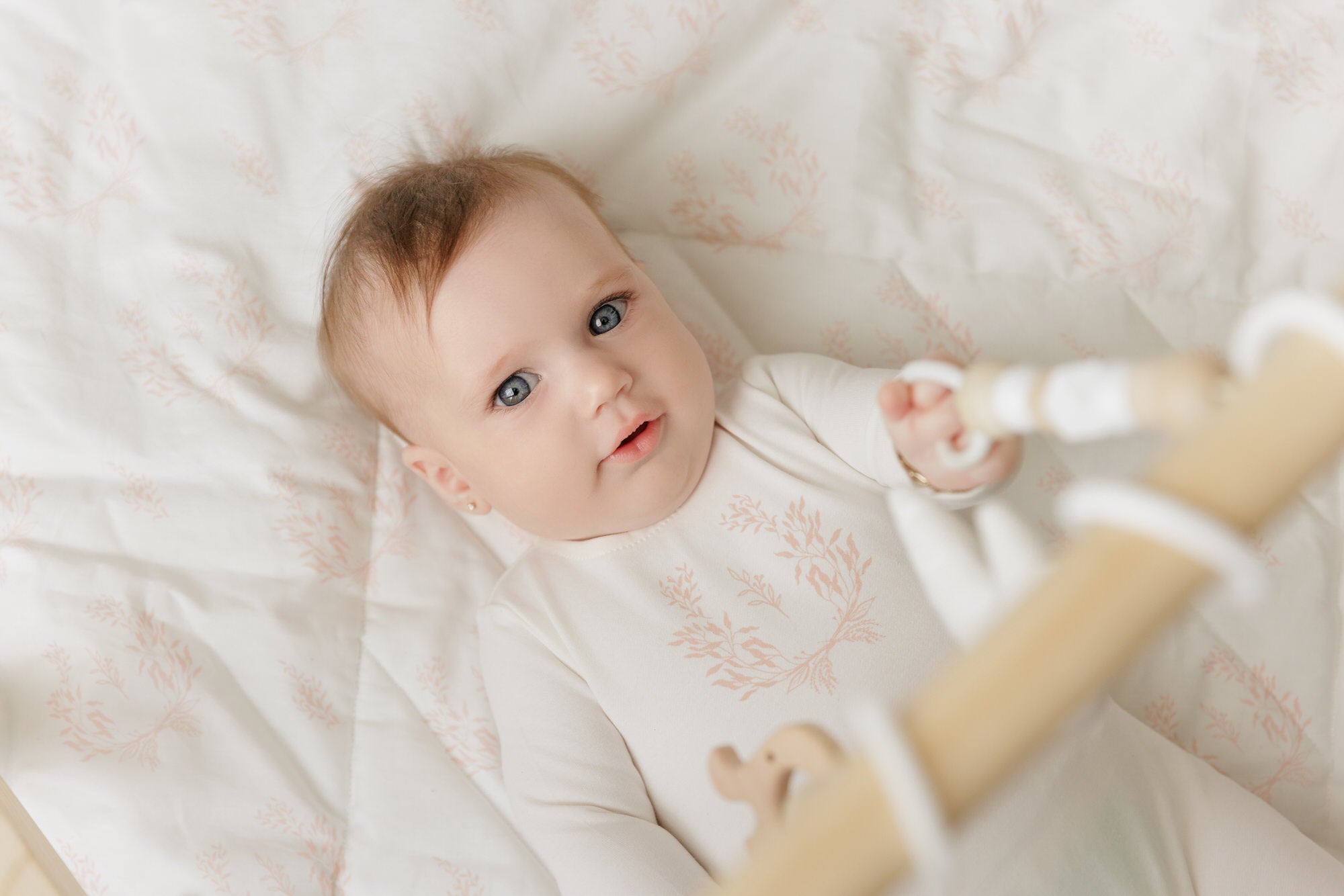Botanical Pink Footie + Bonnet + Swaddle
