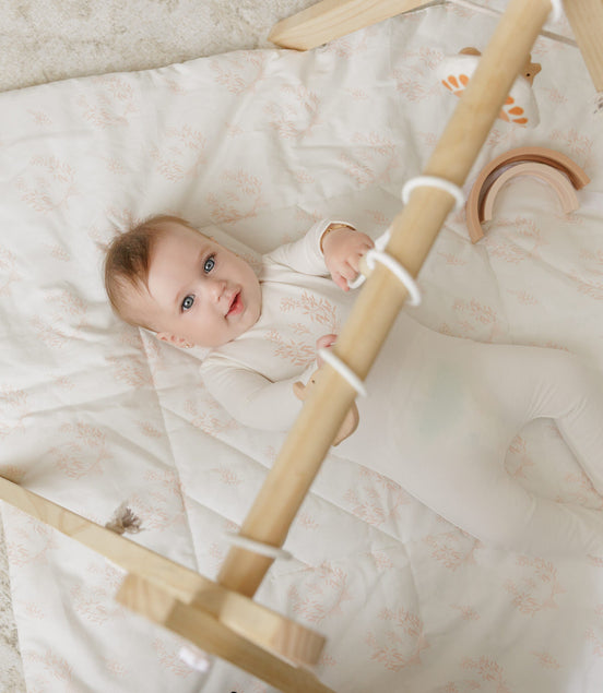 Botanical Pink Footie + Bonnet + Swaddle