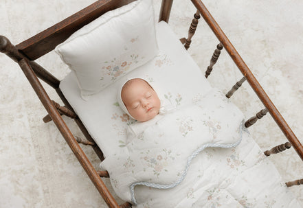 Floral Bamboo Filled Blanket + Pillow - Blue