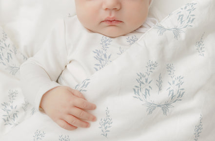 Botanical Blue Footie + Bonnet + Swaddle