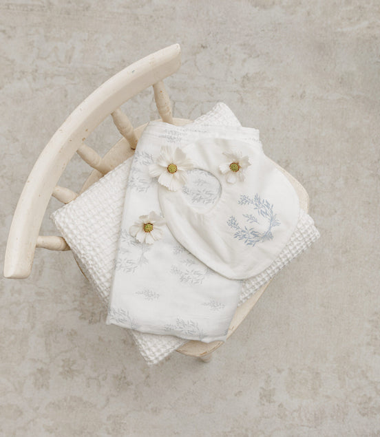 Botanical Round Bib - Blue