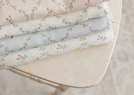 Footie with Emb Collar + Cardigan + Bonnet + Lattice Swaddle - Cream/Olive