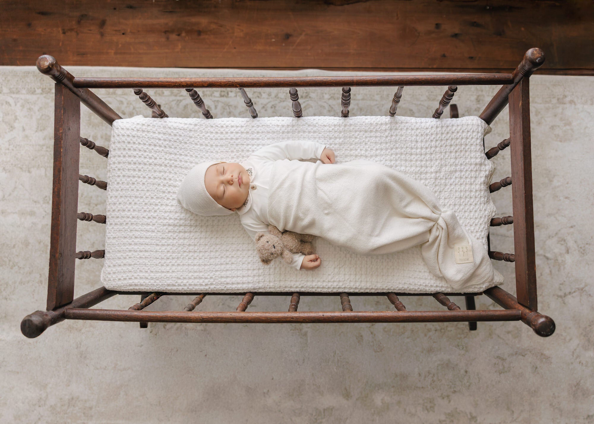 Knit Swaddle + Beanie Set - Cream