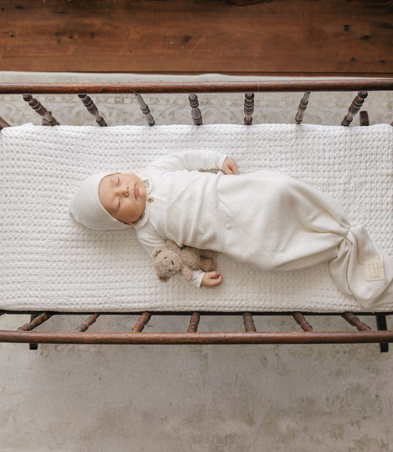 Knit Swaddle + Beanie Set - Cream