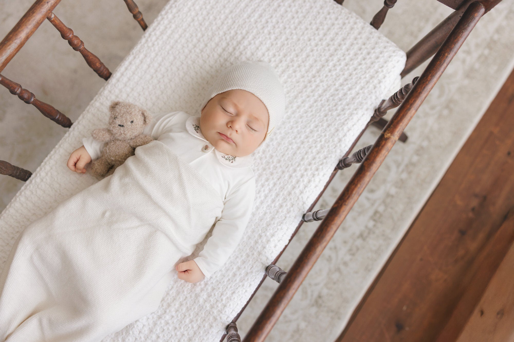 Knit Swaddle + Beanie Set - Cream