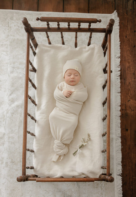 Knit Swaddle + Beanie Set - Stone