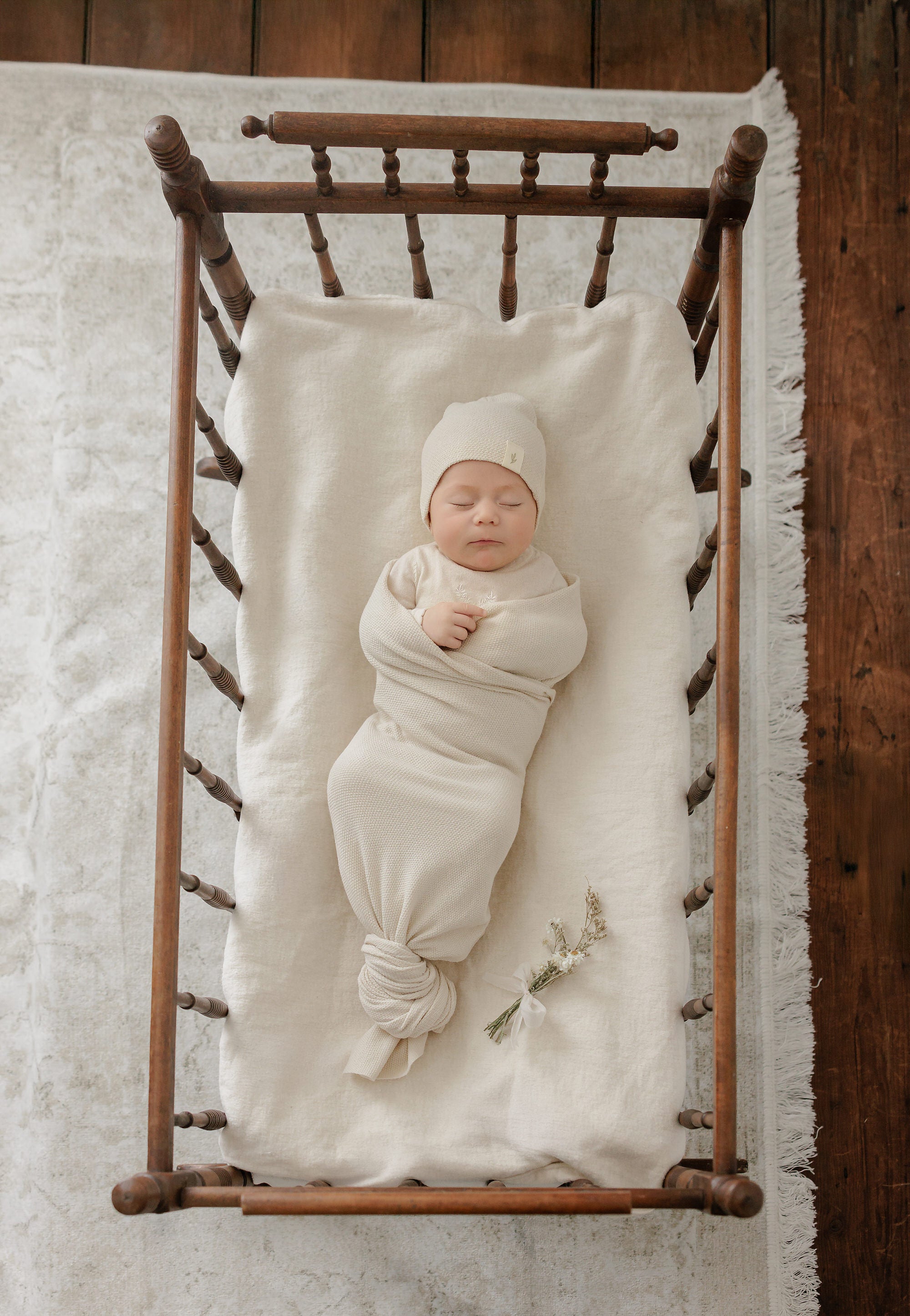 Knit Swaddle + Beanie Set - Stone
