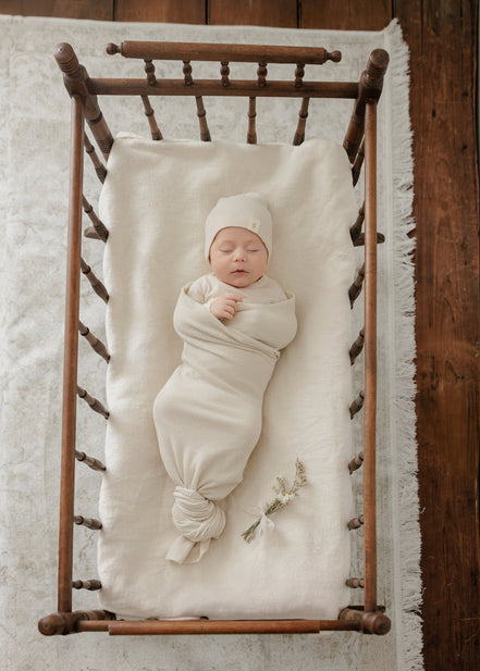 Knit Swaddle + Beanie Set - Stone