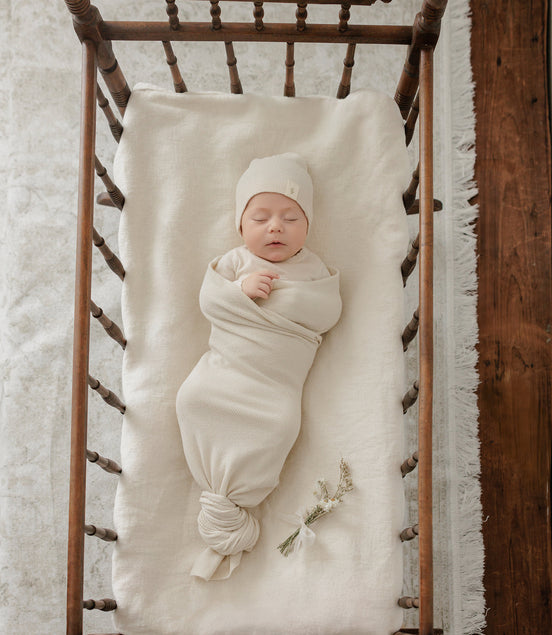 Knit Swaddle + Beanie Set - Stone
