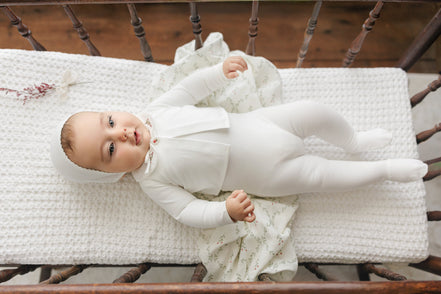 Footie with Emb Collar + Cardigan + Bonnet - Cream/Berry