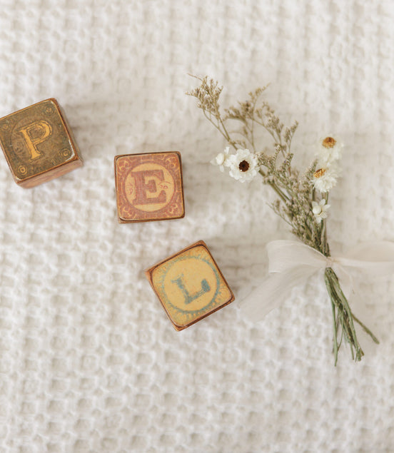 Knit Cross Stitch Blanket and Bonnet - Stone Rose