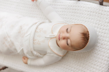 Botanical Footie with Collar + Bonnet + Swaddle - Pink