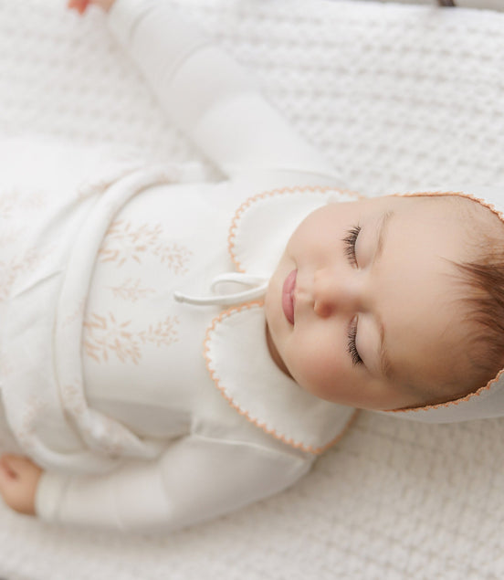 Botanical Footie with Collar + Bonnet + Swaddle - Pink