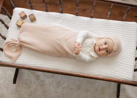 Knit Swaddle + Beanie Set - Rose
