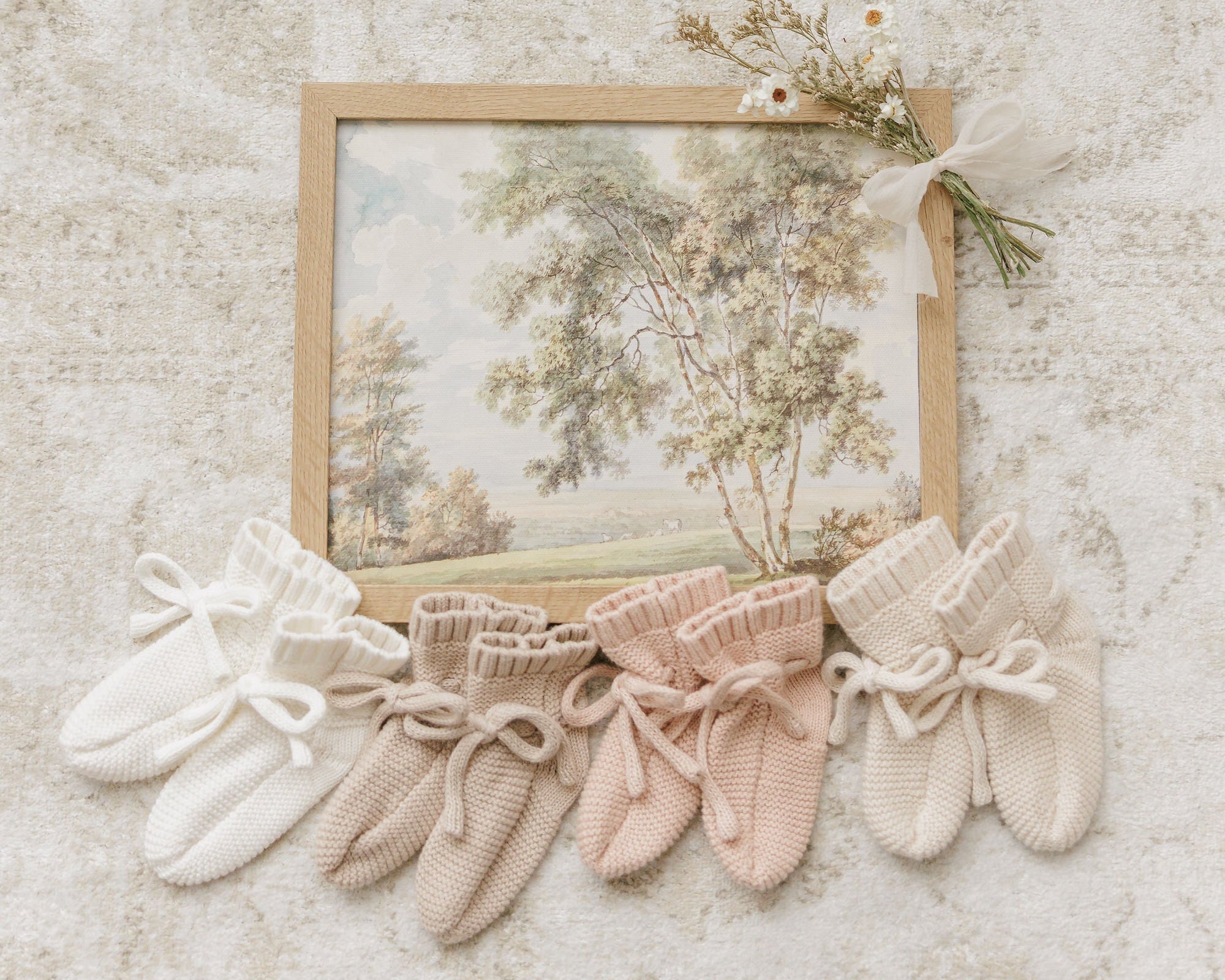 Knit Booties - Stone