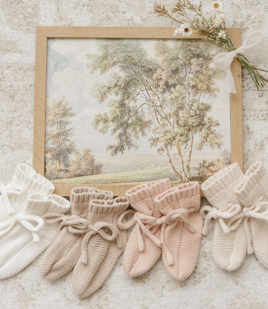 Knit Booties - Stone