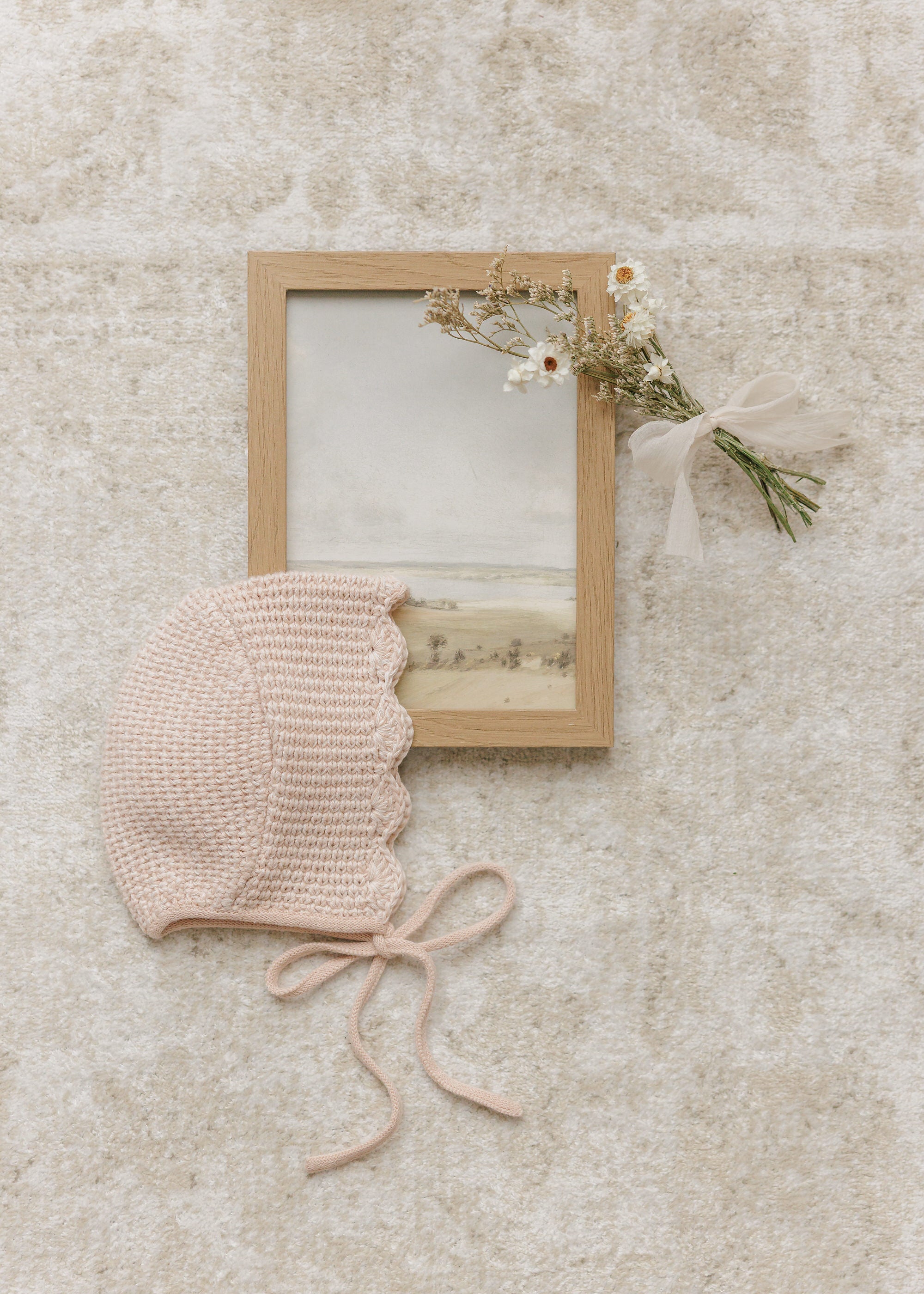 Scalloped Mélange Bonnet - Rose