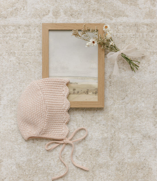 Scalloped Mélange Bonnet - Rose