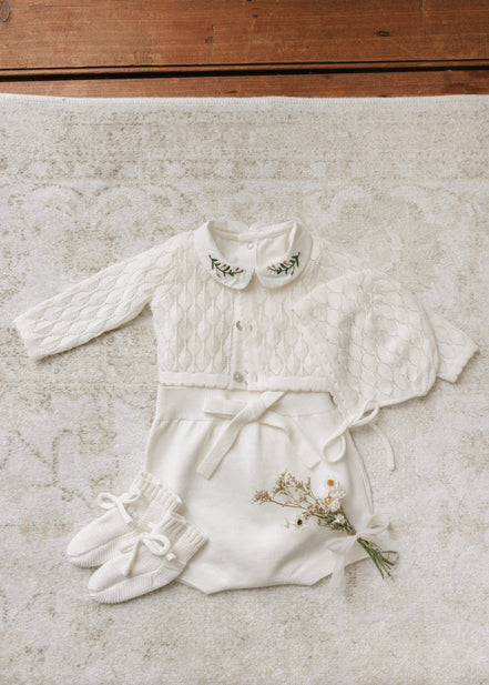 Knit Suspender Bloomers - Cream