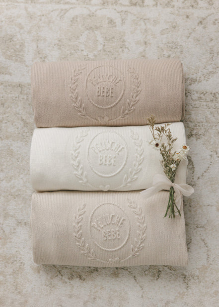 Peluche Embossed Knit Blanket - Stone