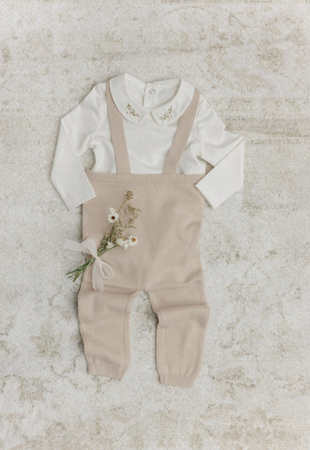 Knit Suspender Leggings - Stone