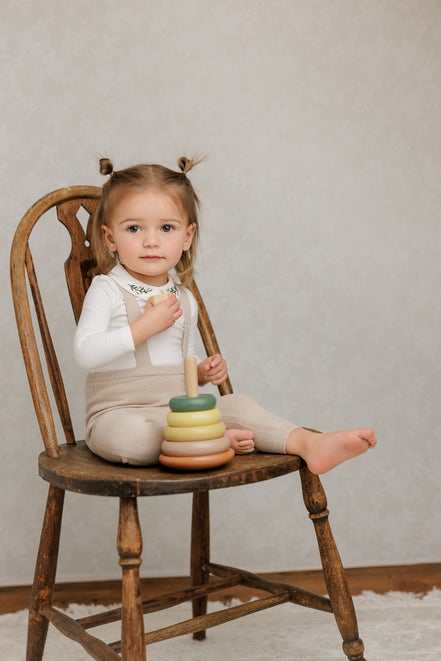 Knit Suspender Leggings - Stone