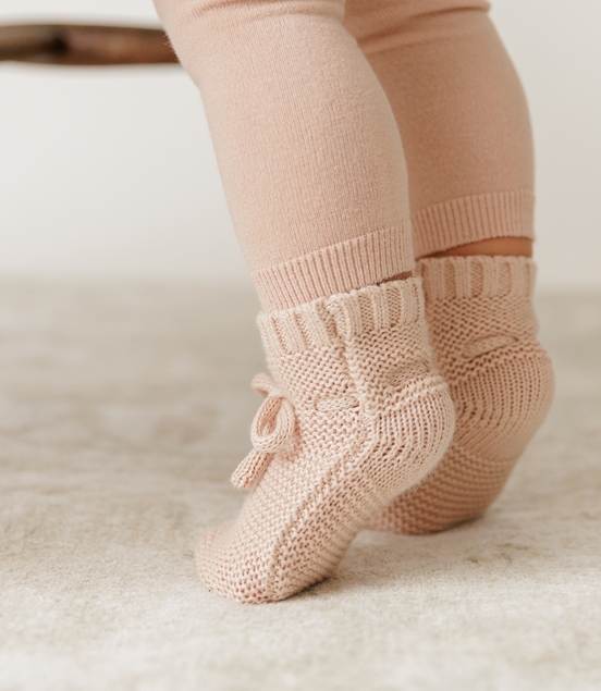 Knit Booties - Rose