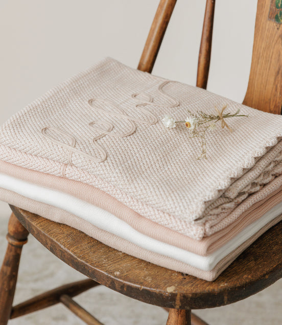 Scalloped Mélange Bebe Blanket - Rose