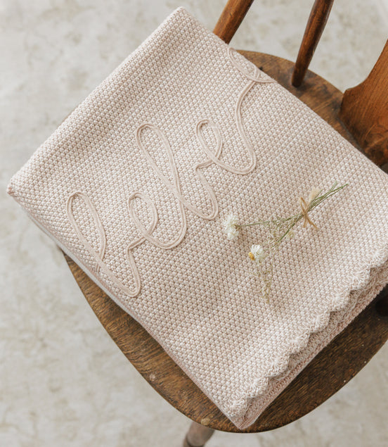 Scalloped Mélange Bebe Blanket - Taupe