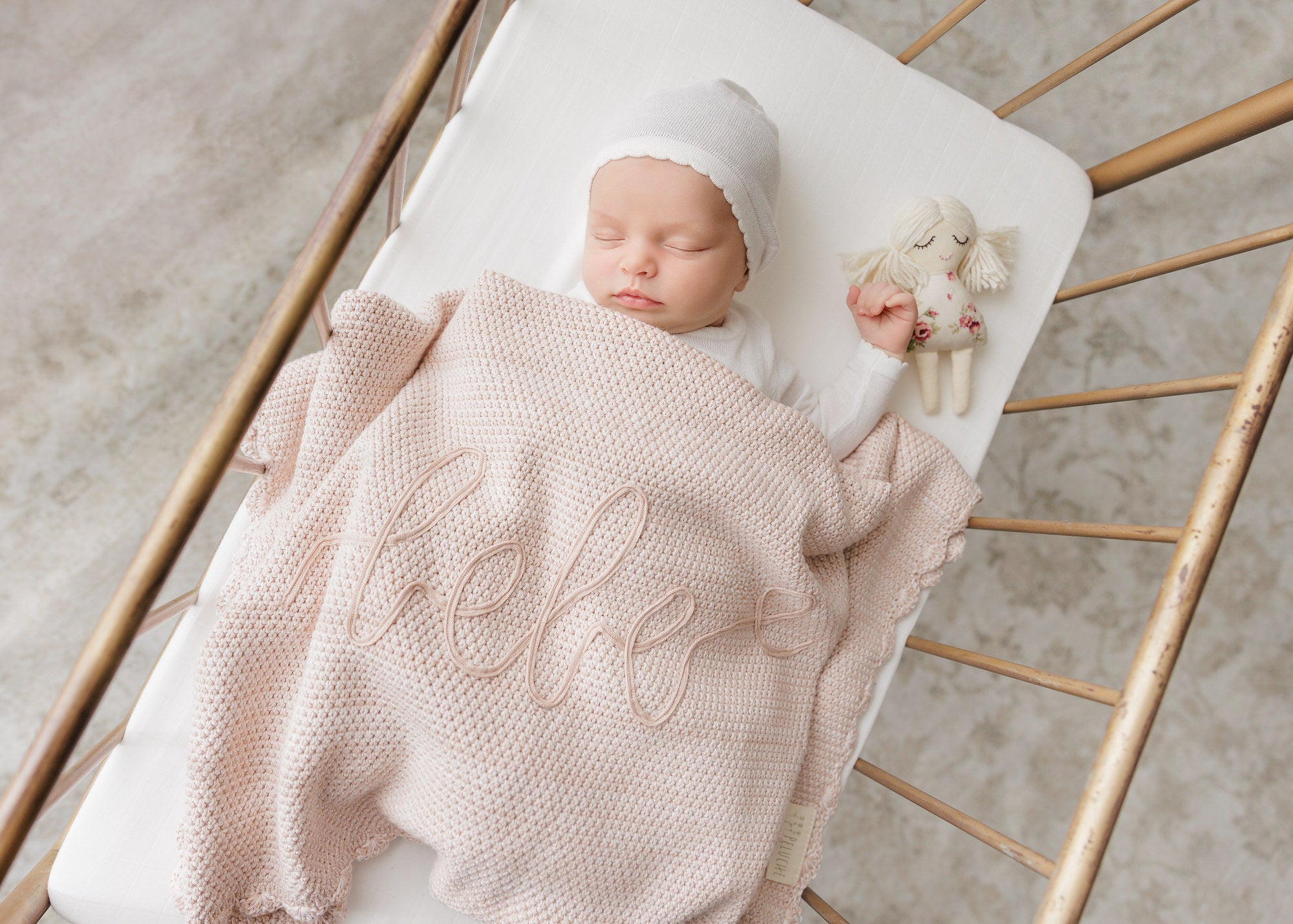 Scalloped Mélange Bebe Blanket - Rose