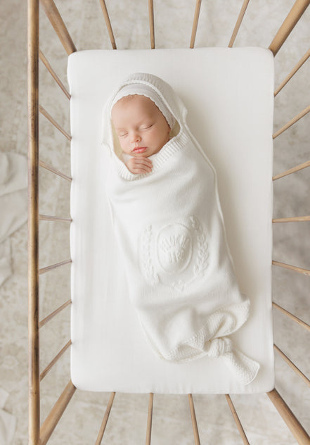 Peluche Bebe Embossed Cocoon + Bonnet - Cream