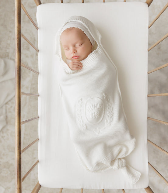 Peluche Bebe Embossed Cocoon + Bonnet - Cream