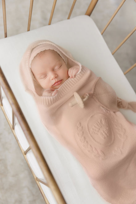 Peluche Bebe Embossed Cocoon + Bonnet - Rose