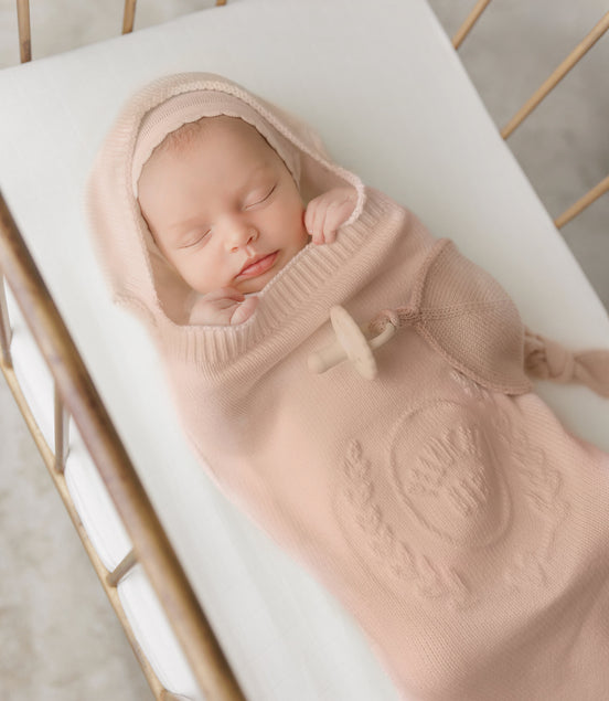 Peluche Bebe Embossed Cocoon + Bonnet - Rose