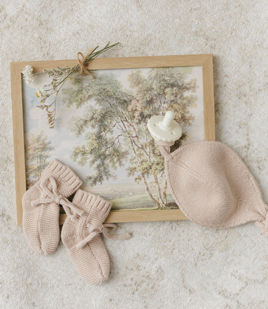 Knit Booties - Taupe
