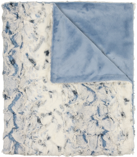 Lux Fur Blankets - Speckled Blue and Velvet Back