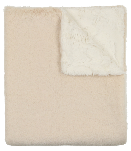 Lux Fur Blankets - Almond and Natural Super Fluff
