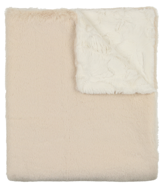 Lux Fur Blankets - Almond and Natural Super Fluff