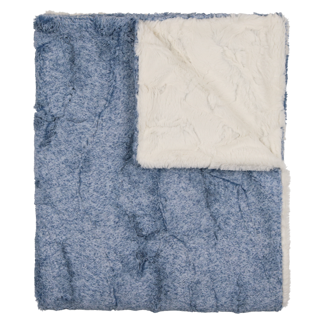 Lux Fur Blankets - Bluewash Heather and Natural