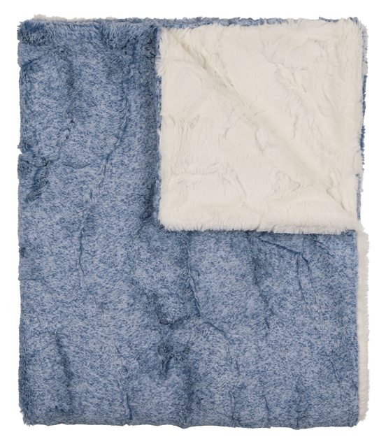 Lux Fur Blankets - Bluewash Heather and Natural