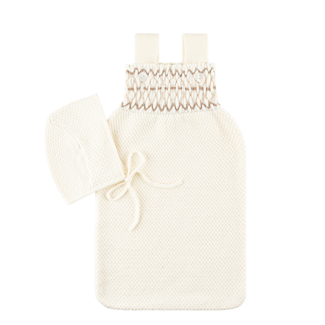 Smocked Cocoon + Bonnet - Cream