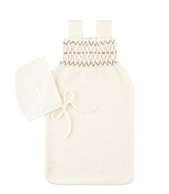 Smocked Cocoon + Bonnet - Cream