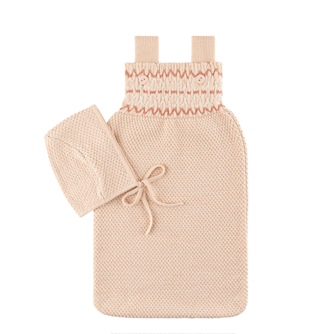 Smocked Cocoon + Bonnet - Peachrose