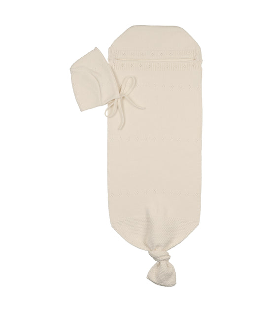 Pointelle Cocoon and Bonnet - Cream