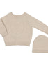 Embossed Reversible Cardigan + Beanie Set - Stone