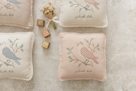 Cross Stitch Knit Pillow - Rose