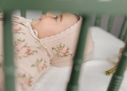 Floral Intarsia Knit Bonnet - Rose
