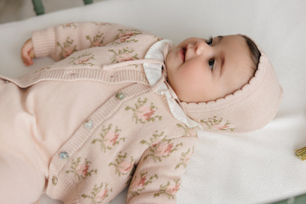 Floral Intarsia Knit Cardigan - Rose