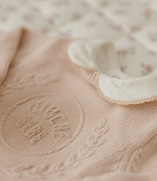 Sleeveless Onesie with Crochet Trim - Rose