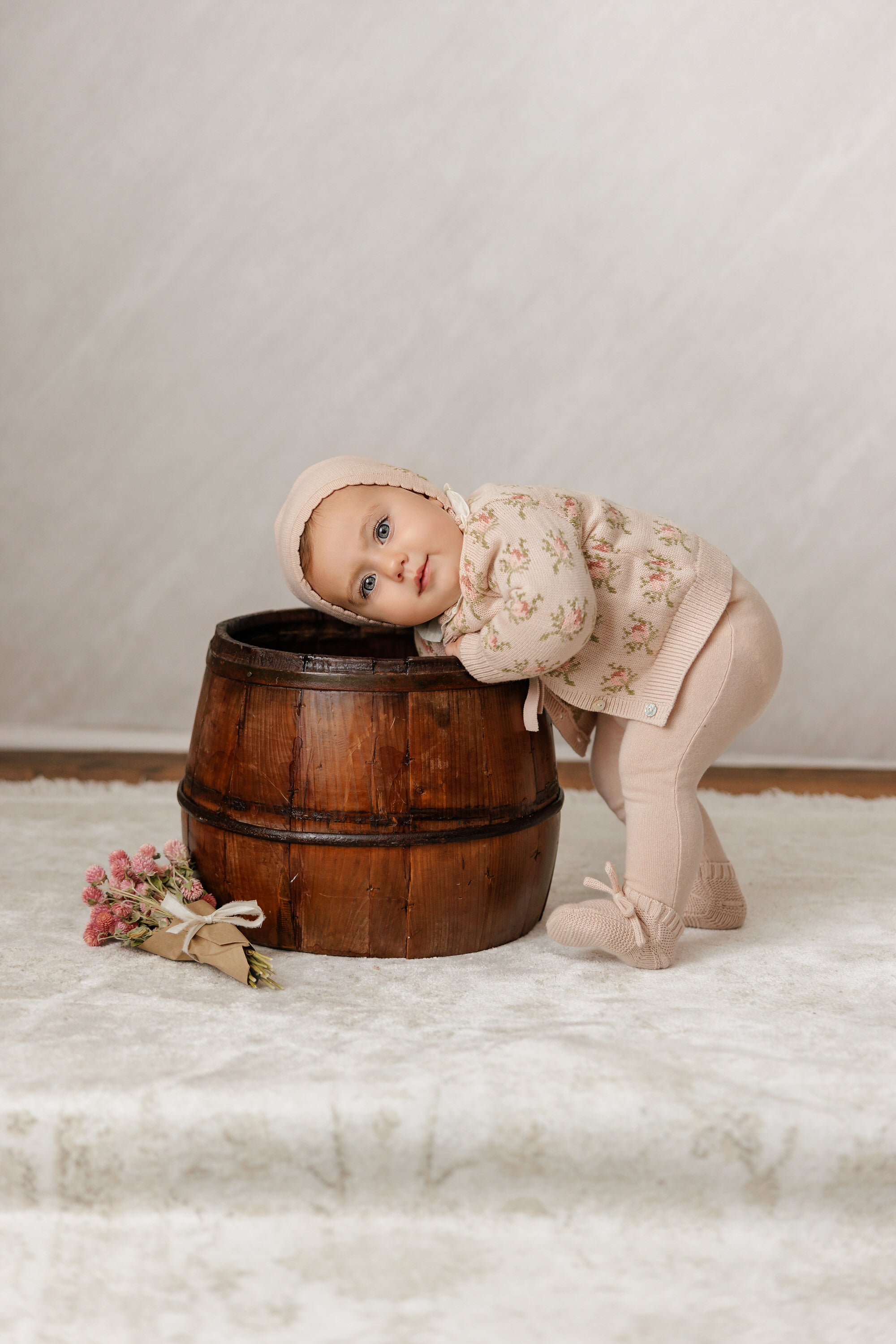 Floral Intarsia Knit Cardigan - Rose